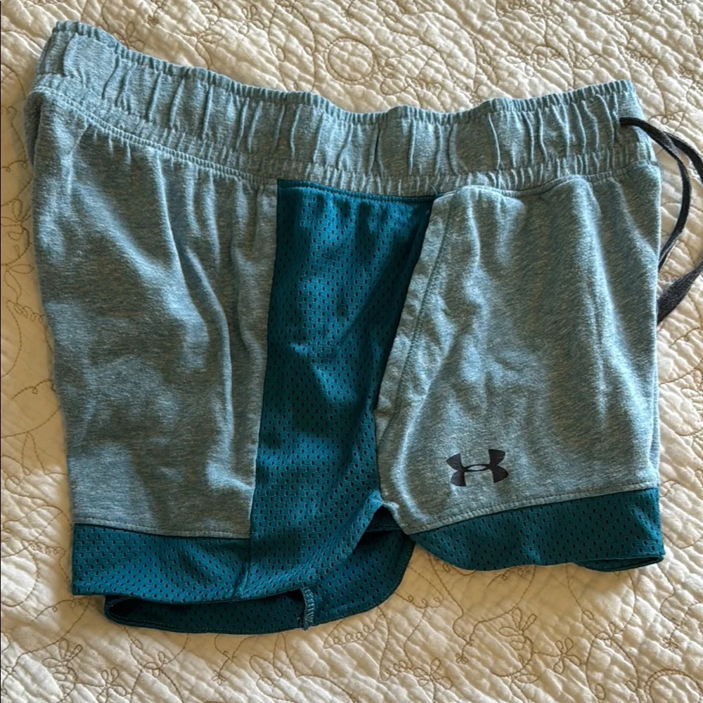Under Armour Gray and Teal Athletic Shorts - Picture 1 of 4